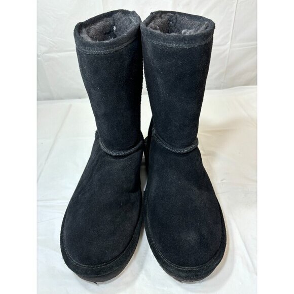 BEARPAW BLACK SUEDE SHEEPSKIN/WOOL LINED BOOTS - Picture 9 of 12